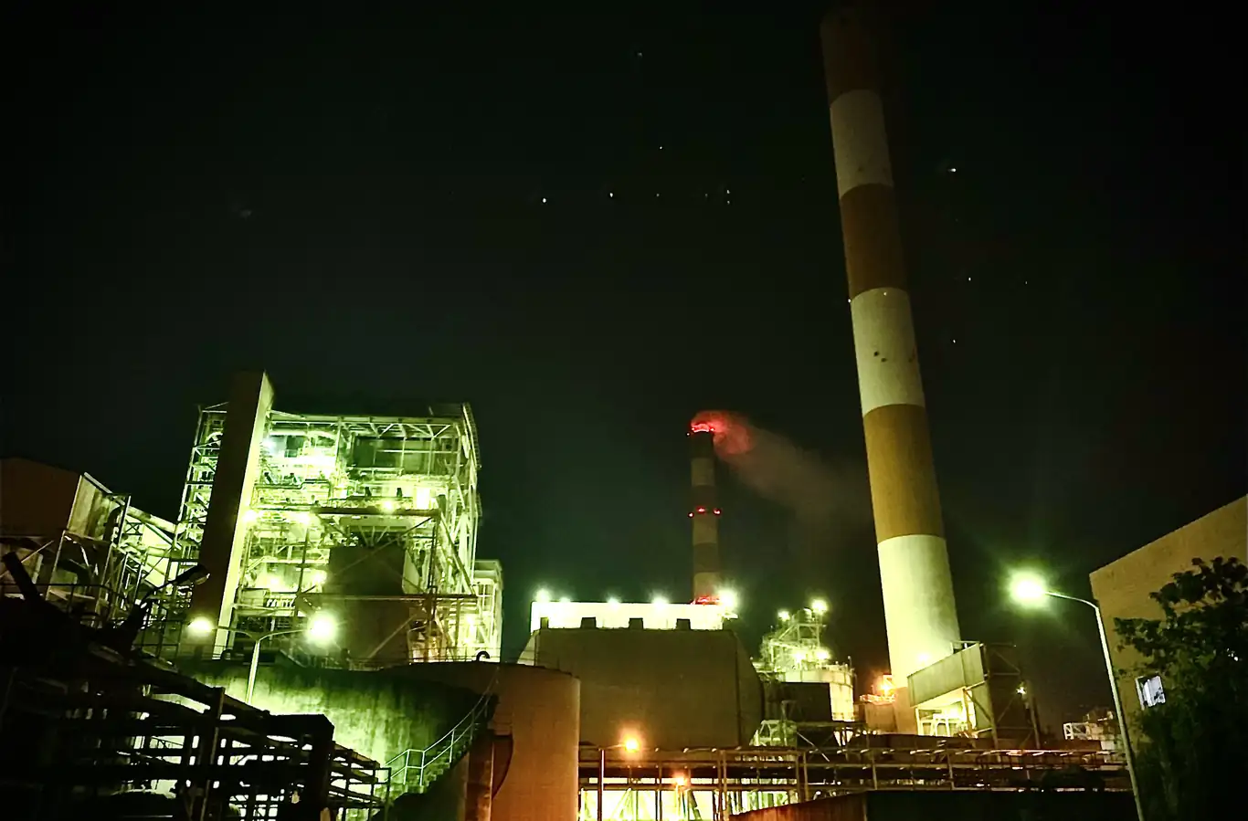 Thermal power plant at night