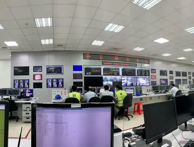 Control room operator workstations running SCADA