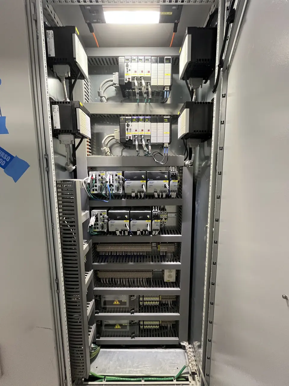Boiler control cabinet with redundant ControlLogix chassis and 1715 redundant I/O adapters at Golden Pass LNG