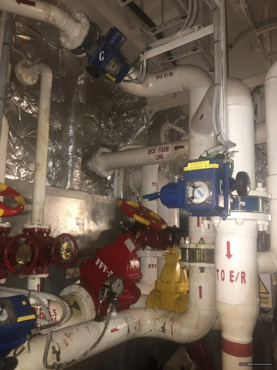 Hi-Foam piping and valves on board the FSO