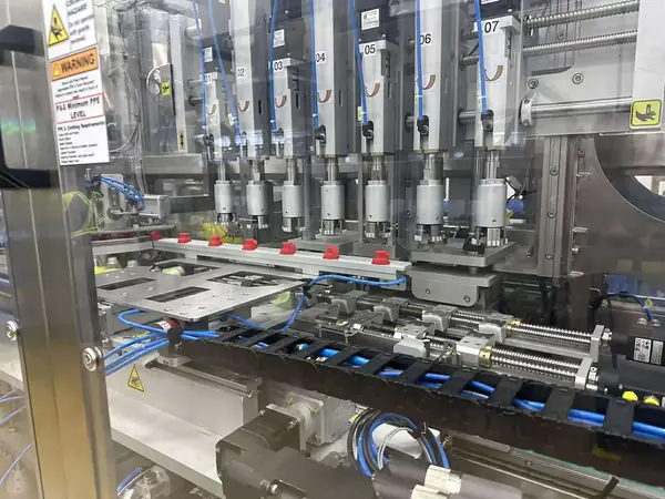 Capping heads and linear axes of a 2-lane servo capper automated by TDL