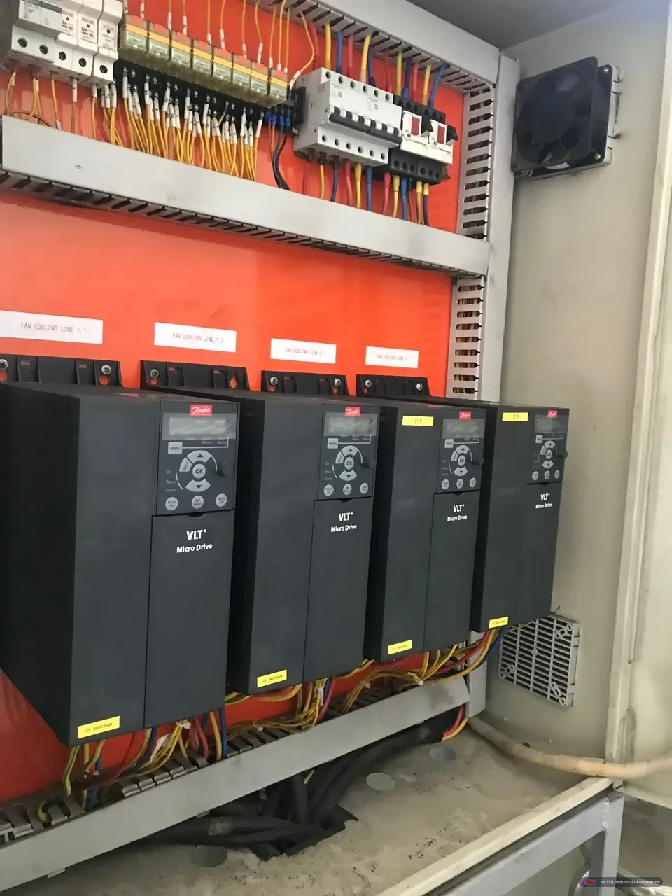 Variable-frequency drives in a motor control panel