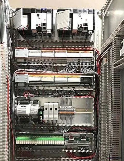 LP compressor control cabinet with ControlLogix and vibration monitoring modules